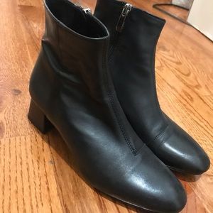 Zara block heel leather ankle boots